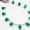 Natural Green Onyx Faceted Tear Drop Beads Strand Length 6 Inches and Size 9mm to 10.5mm approx.
